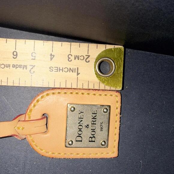 DOONEY & BOURKE Y2K Square Logo BEIGE BROWN LEATHER LUGGAGE Key FOB TAG - Picture 5 of 15